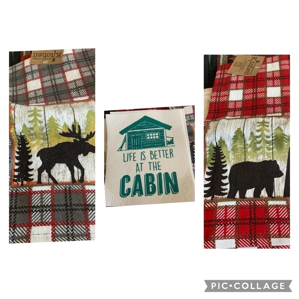Kay Dee Designs Living Bear, Moose Kitchen Towels! 2 Swedish cabin dish …